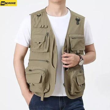 14 Pockets Summer New Men US Tactical Hiking Fishing Vest Mens.