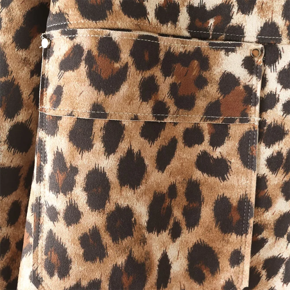 women's clothing fashion temperament leopard print  jacket.