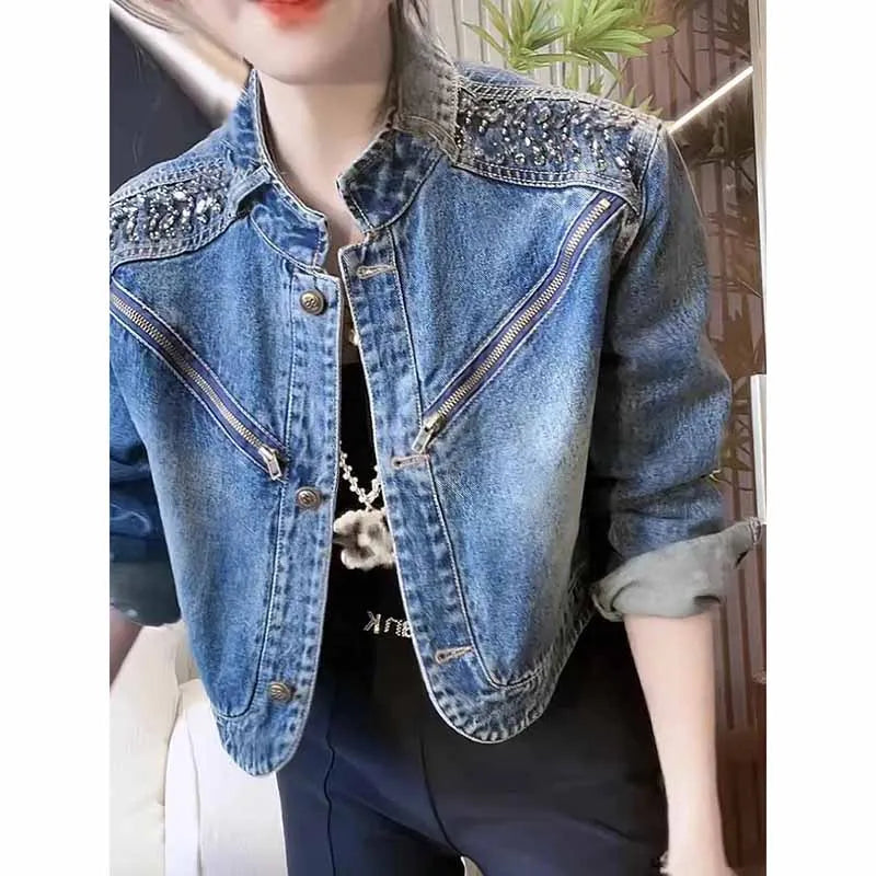 Women's Denim Jacket New Advanced Sense Unique Ladies.