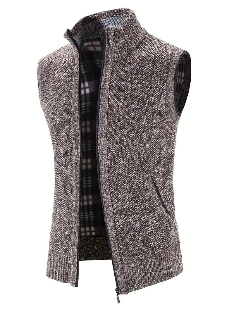 Man Winter Sweater Solid Color Vest Leisure And Comfortable Warm.