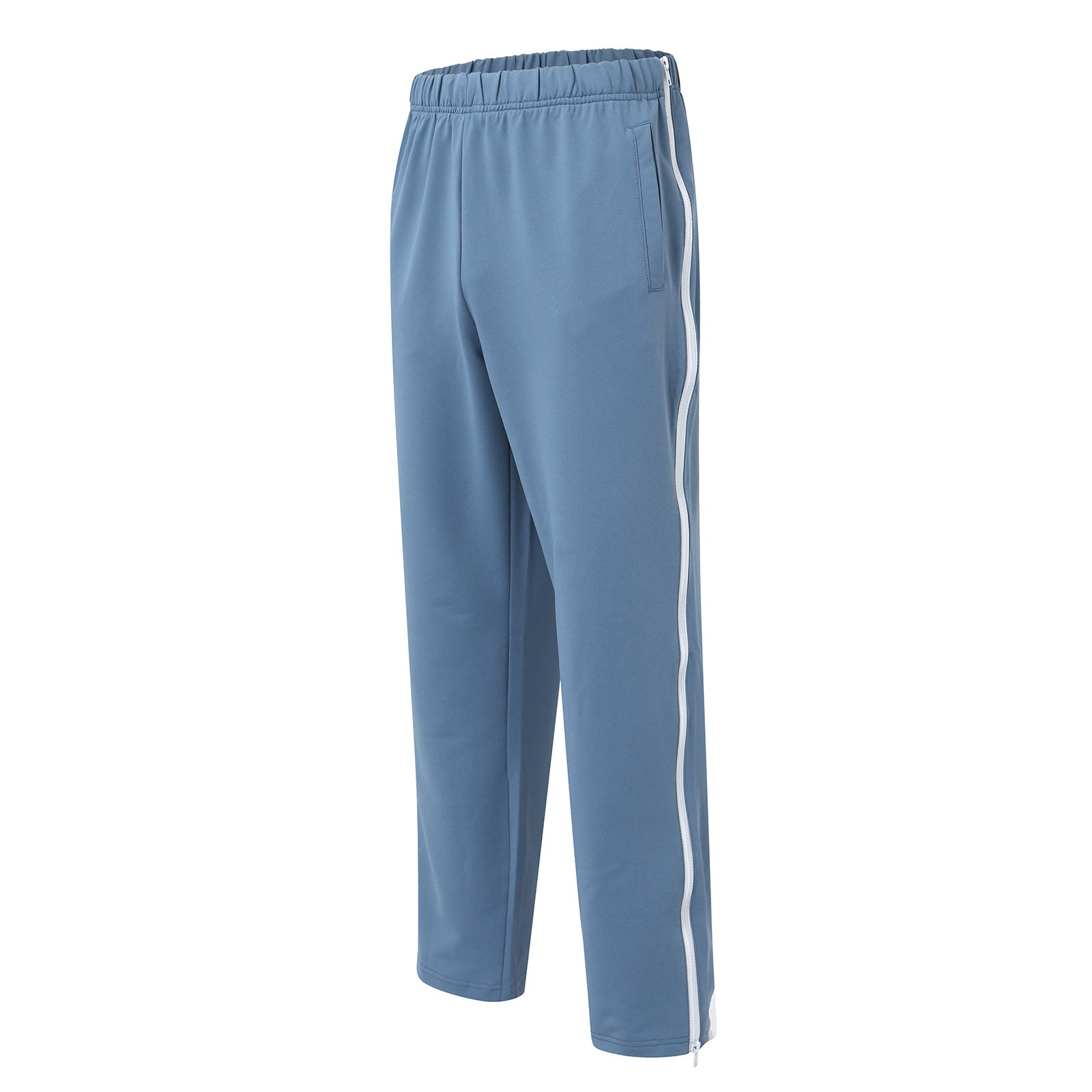 Men Athletic Pants, Elastic Waist Zip-up Trousers Casual Pants.