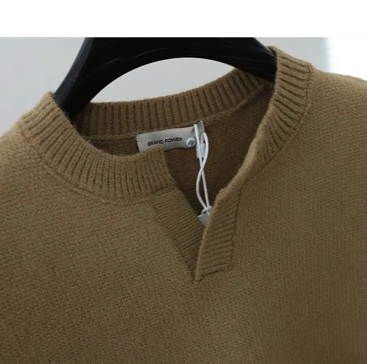 2023 Autumn and Winter Korean Edition Simple Solid Color Pullover Round Neck Soft and Versatile Popular Underlay Knitted Sweater