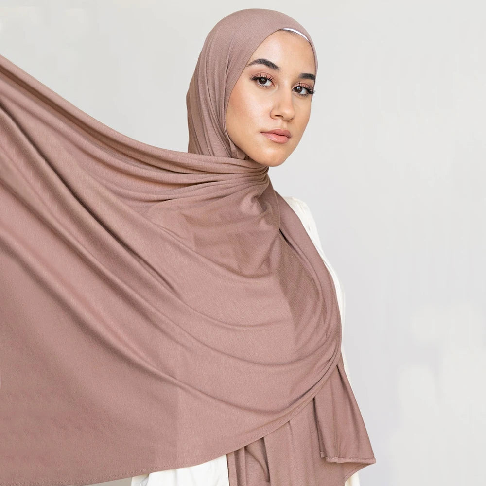 Modal Cotton Jersey Hijabs For Woman Long Muslim Scarf .