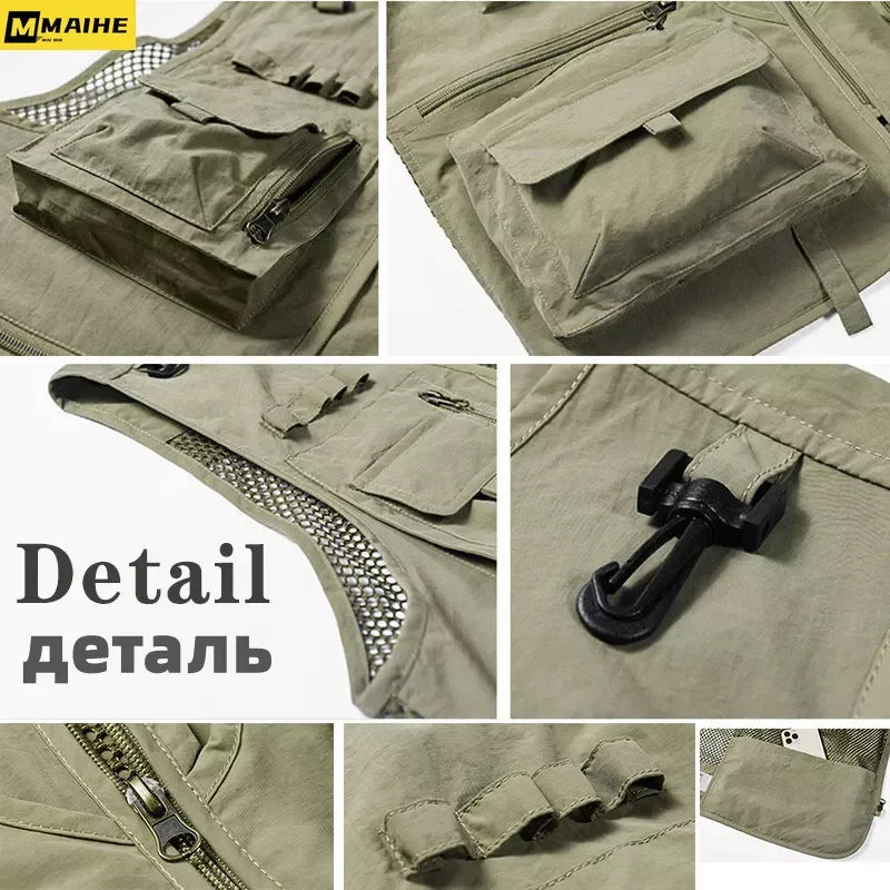 14 Pockets Summer New Men US Tactical Hiking Fishing Vest Mens.