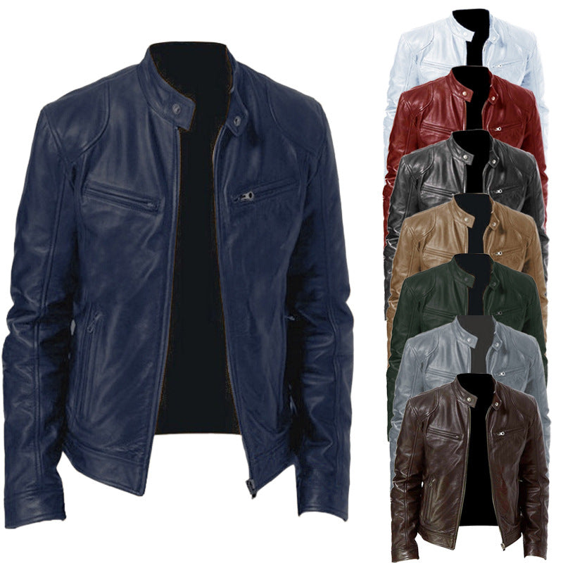Mens Leather Jacket Autumn Winter Business Gentleman.
