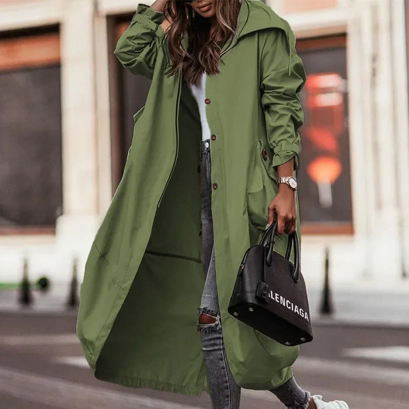 Single-Breasted Trench Coat Women Streetwear Overcoats Jackets .