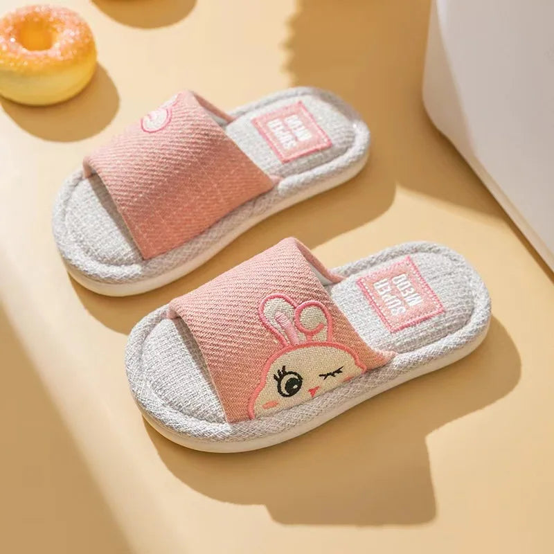 Kids Shoes Slippers Breathable Cotton Linen Boys Girls .