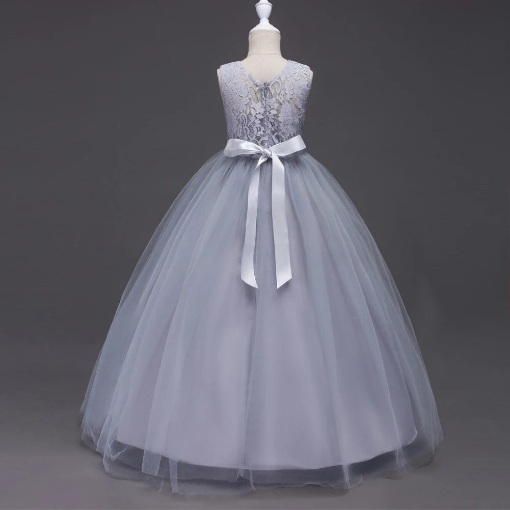 Western girls dress Princess dress Children's dress long lace .