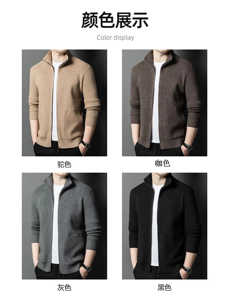 Solid Color Long-sleeved Stretch Cardigan for Men,
