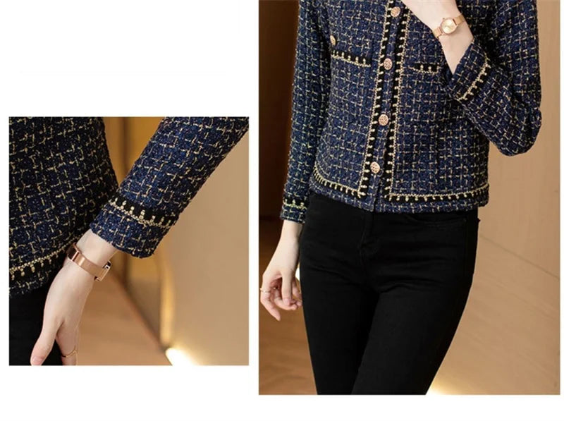 French Vintage Small Fragrance Tweed Jacket Coat Women's .