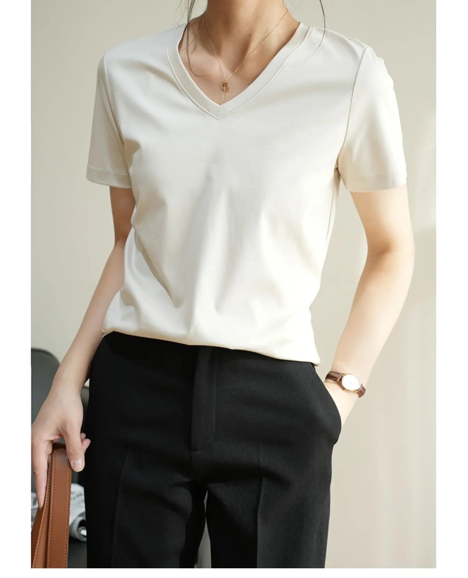 Summer Mercerized Cotton Women Silk T-shirts O Neck Short Sleeve Loose Straight T-shirts Casual Tees For Minimalist 2021