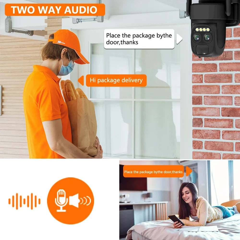 4K 8MP Dual Lens WIFI Solar Pane Camera Outdoor 10X Optical Zoom .