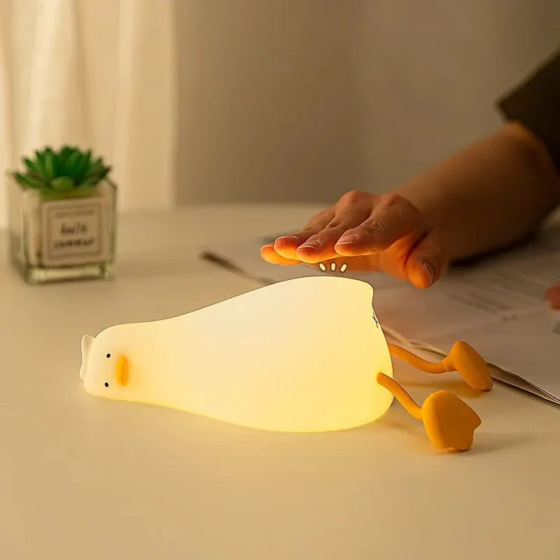 LED Cute Duck Nightlight USB Rechargeable Night Lamp Touch Sensor.