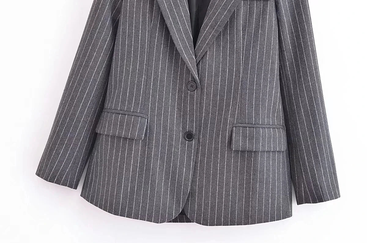 XNWMNZ  Women's Fashion Pinstripe Blended Blazer.