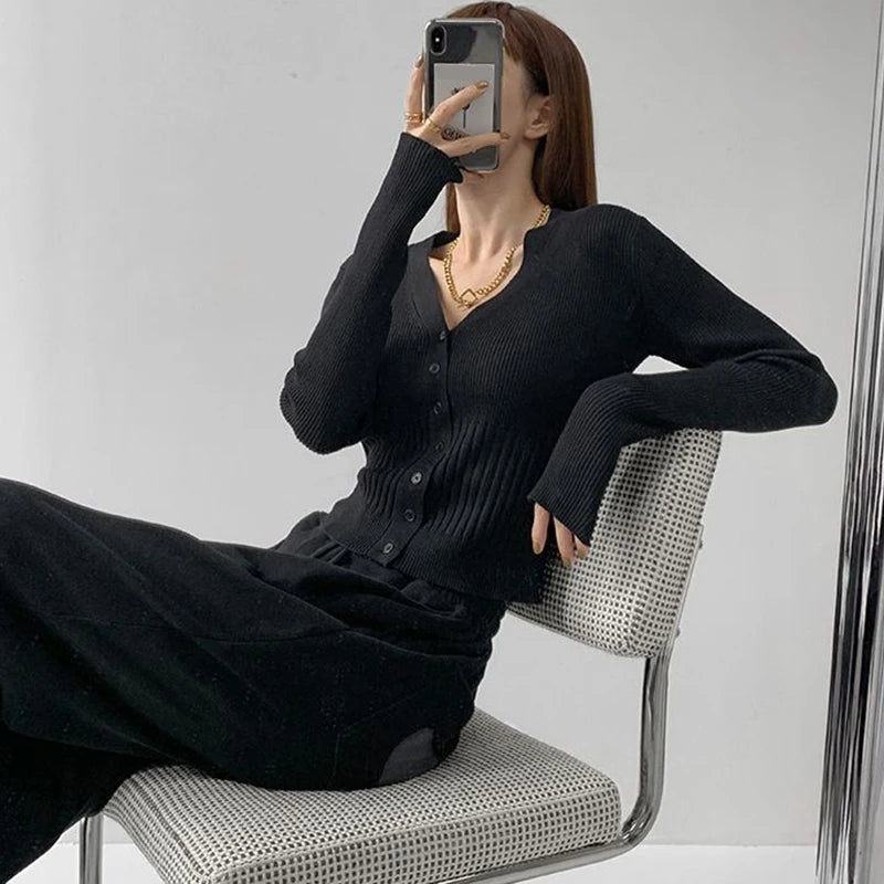 Rimocy Women's V Neck Cropped Cardigan Korean .
