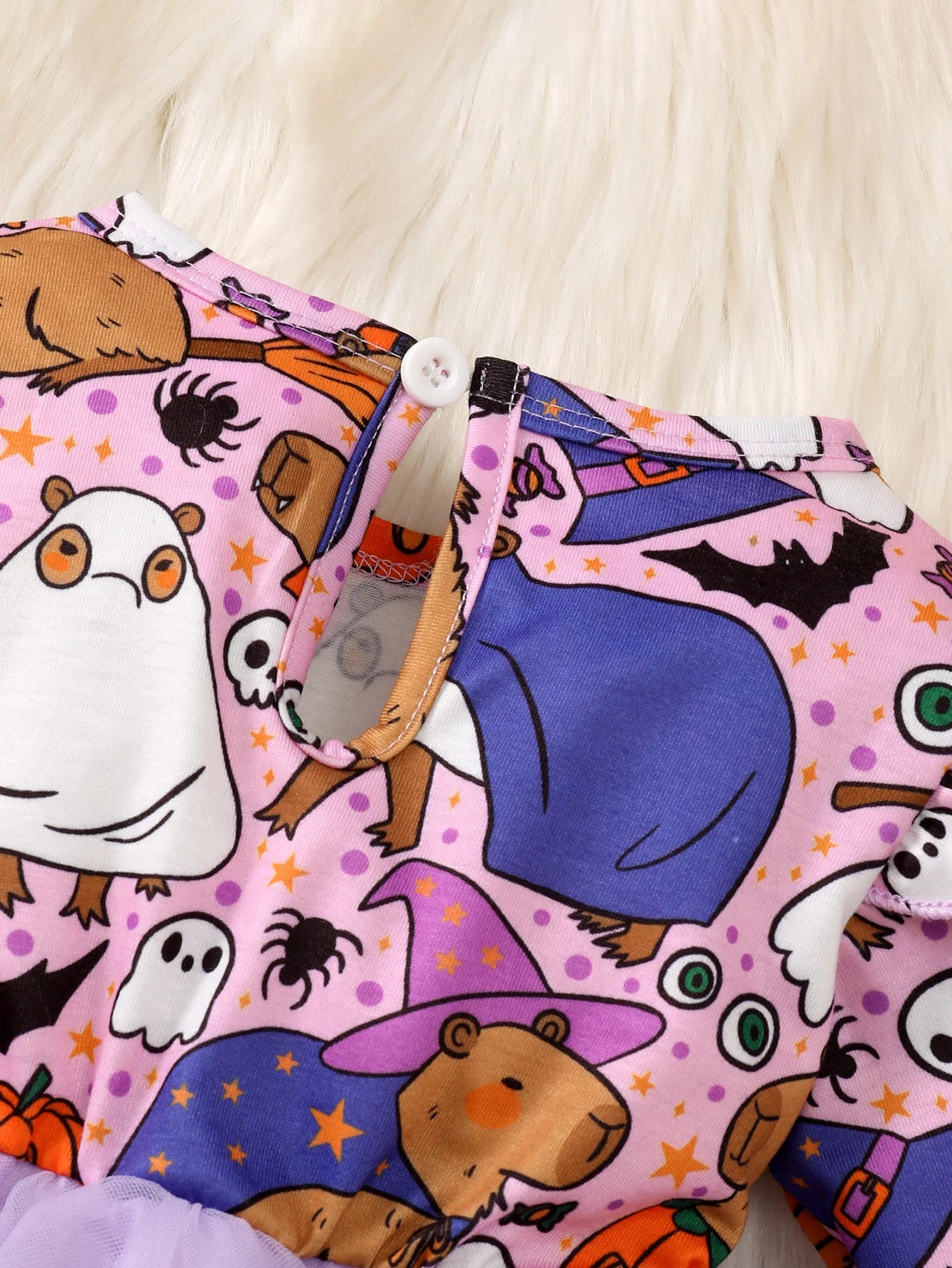 0-3 Year old Children's Girl Dress Round neck Cartoon Halloween Element  Tulle Long sleeved Dress Girl Halloween Party  Dress