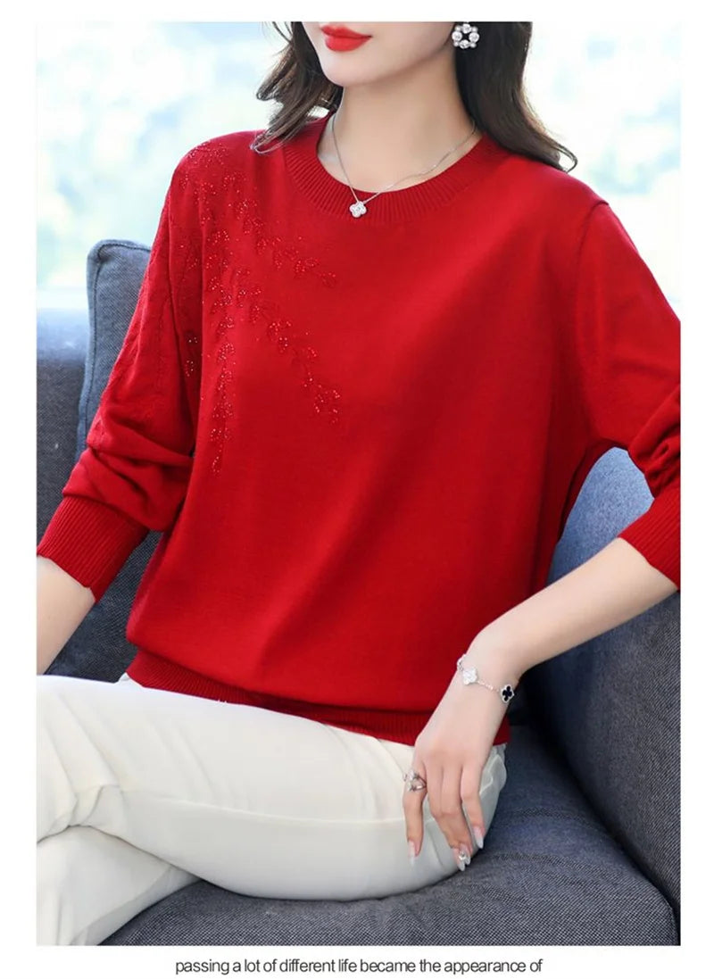 Knitted Sweater Women Pullover New Middle-aged  Mother.