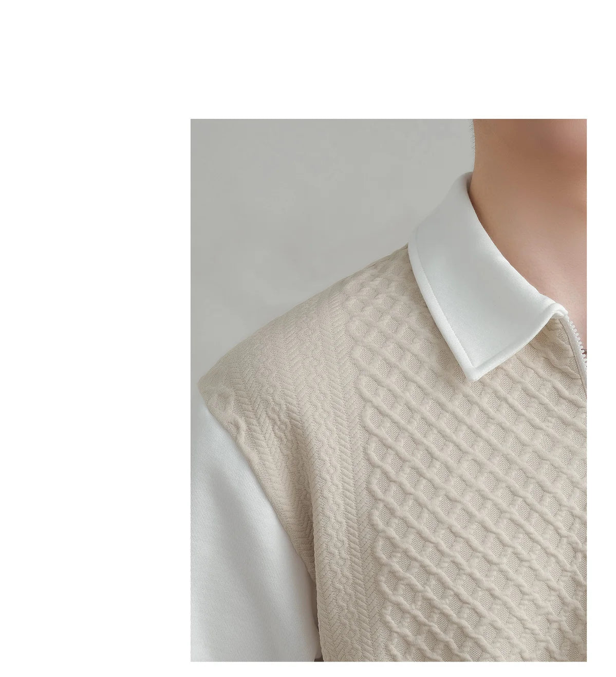 Trend Fashion Men Polo Shirts Spring Autumn New Lapel Half Zipper Fake Two Pieces Contrast Color Korean Casual Long Sleeve Tops