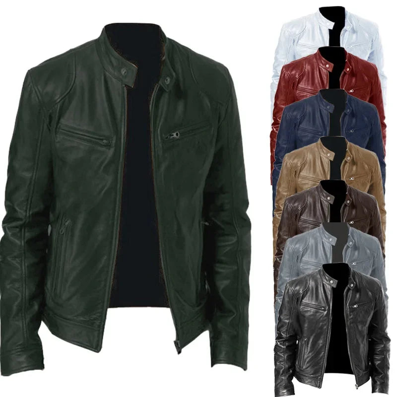 Mens Leather Jacket Autumn Winter Business Gentleman.