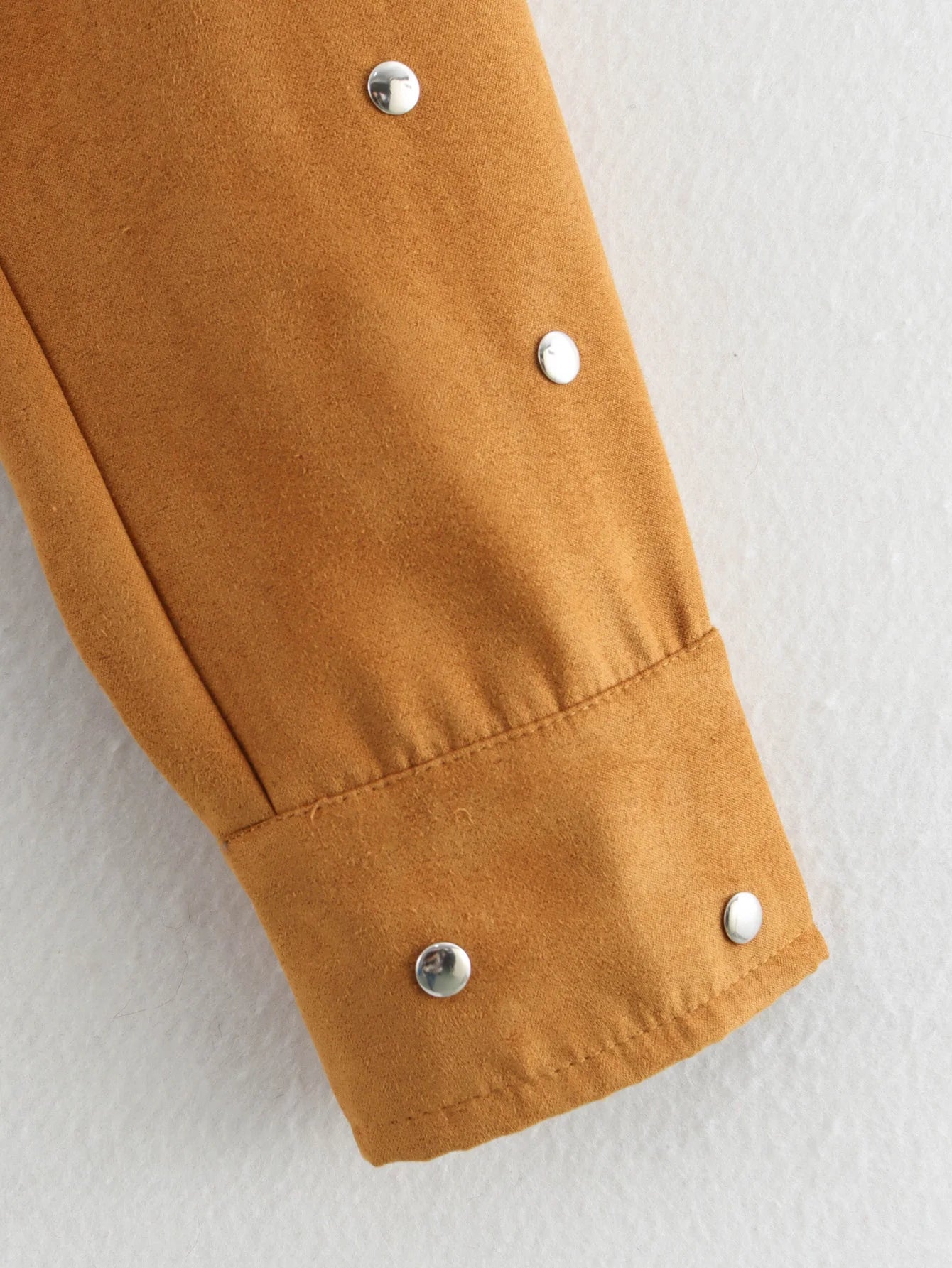 TRAFZA Casual Chic Women Solid Jackets Rivet Long Sleeve .