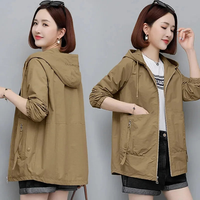 NEW Autumn Women's Jacket Windbreaker Female Hooded.