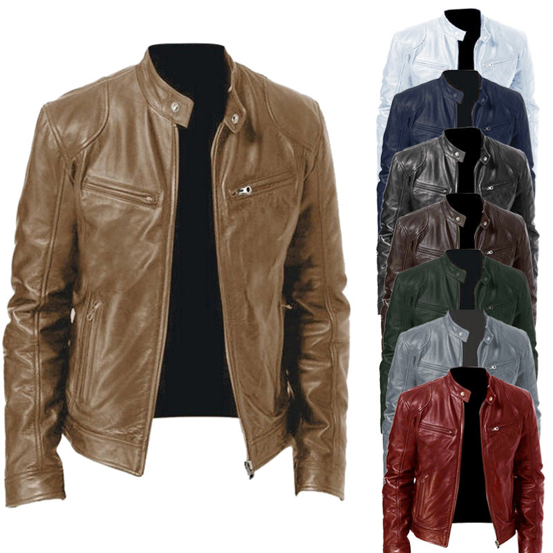 Mens Leather Jacket Autumn Winter Business Gentleman.