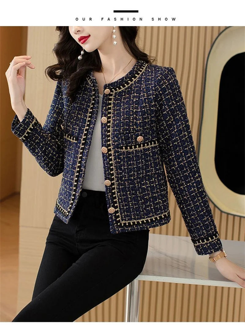 French Vintage Small Fragrance Tweed Jacket Coat Women's .