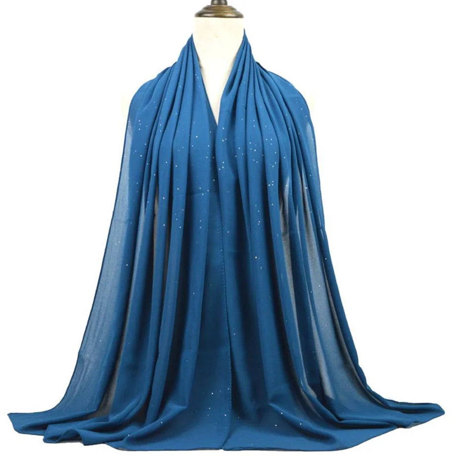 180*75cm Bronzing Muslim Chiffon Hijab Shawls Scarf Women Solid Color Head Wraps Women Hijabs Scarves Ladies Foulard Femme Veil