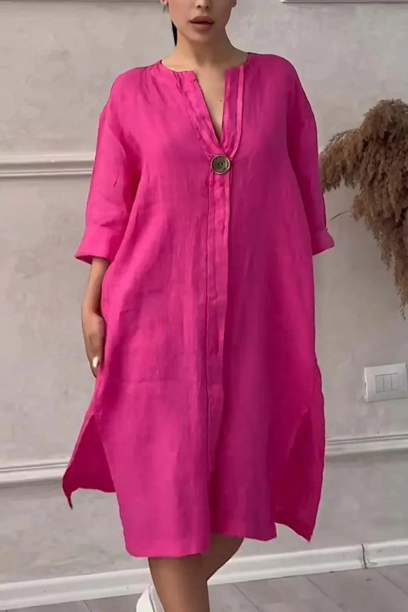 Y2k Long Sleeve Linen Maxi Dress Women ./MH