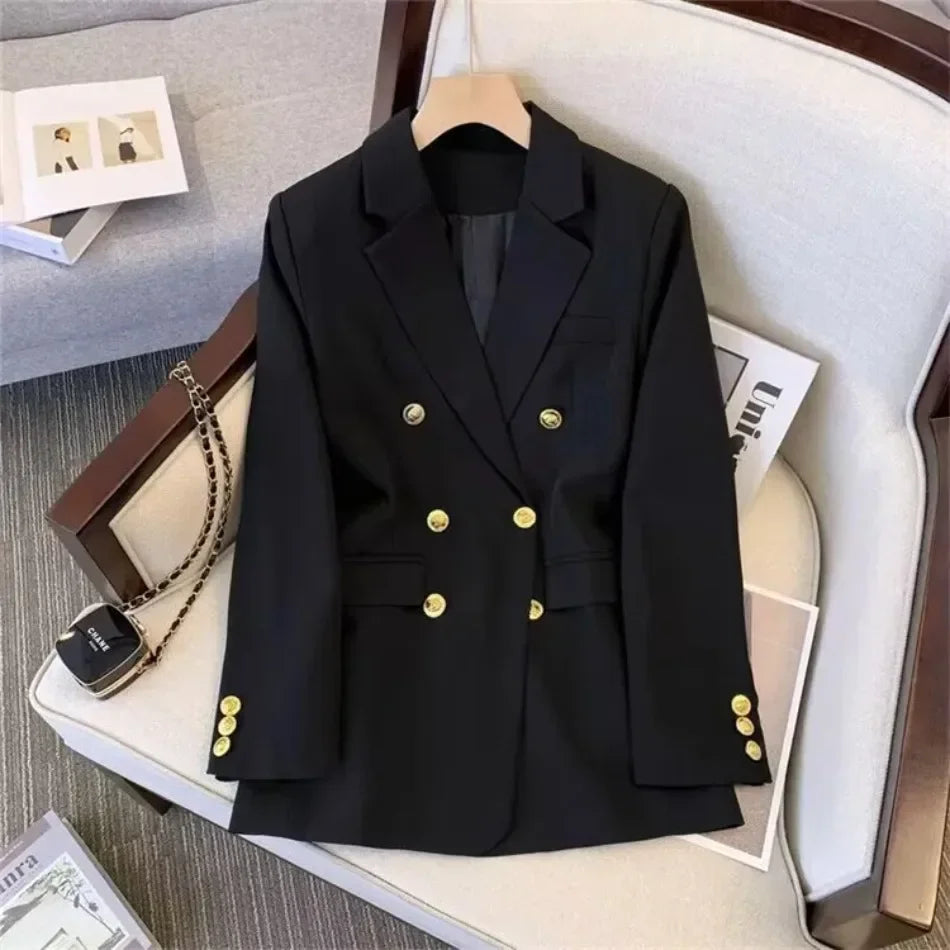 Spring Autumn Women Chic Office Lady Double Breasted Blazer .