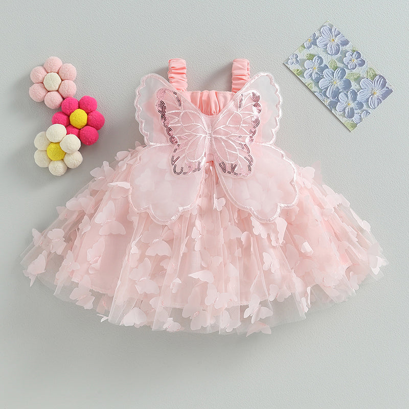 Pudcoco Princess Baby Girl Tutu Dress Sleevless Butterfly Tulle Lace Photography Dresses Summer Outfits