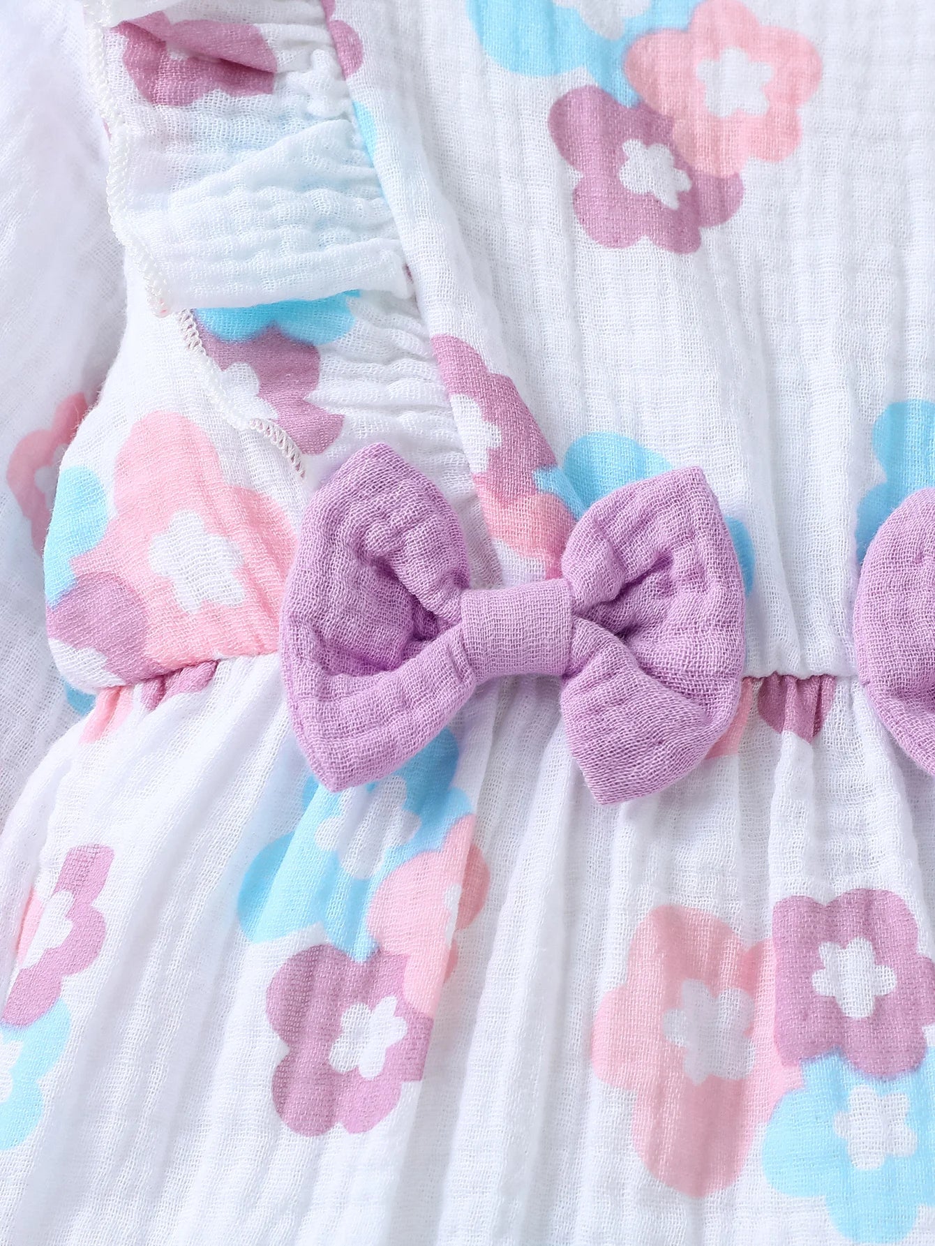 New Style Baby Girls Long Sleeve Print Flower With Bow O-18M