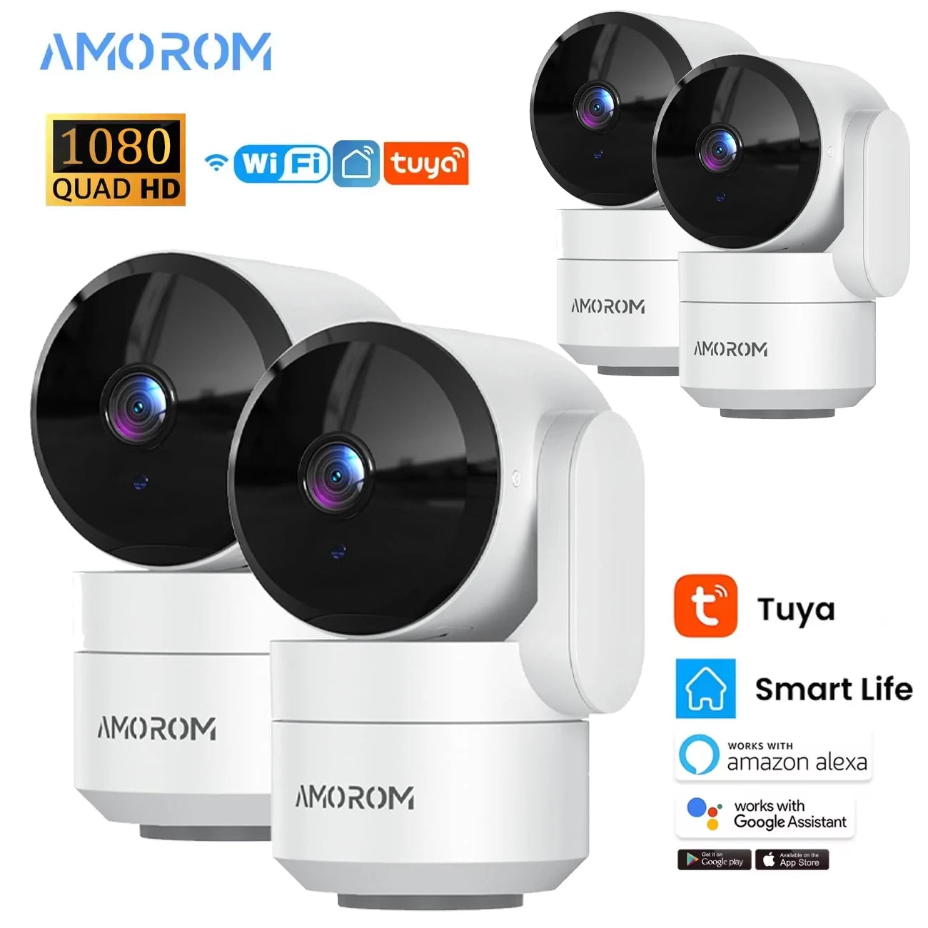 AMOROM 2K Indoor Camera 5/2.4G Wi-Fi Home Night Vision Security Camera.