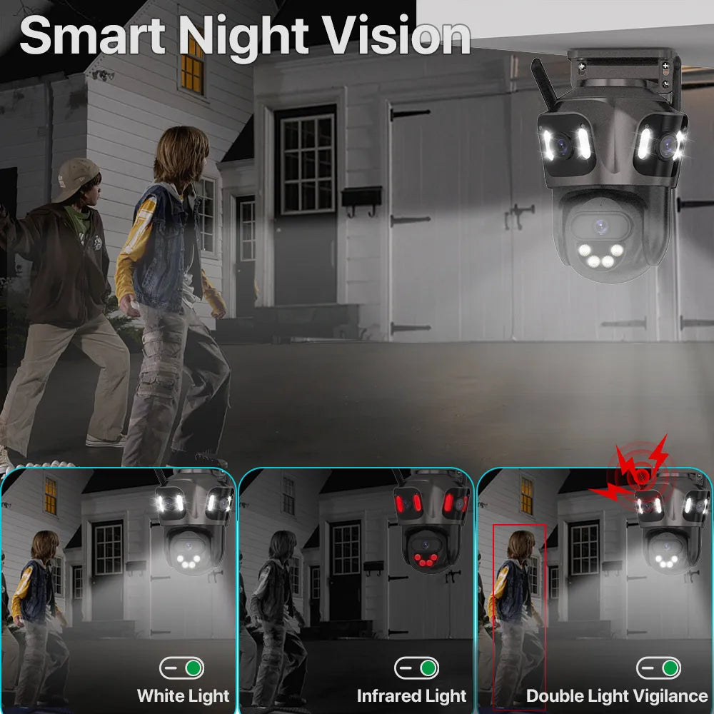 6K HD Outdoor IP Camera WiFi Three Lens