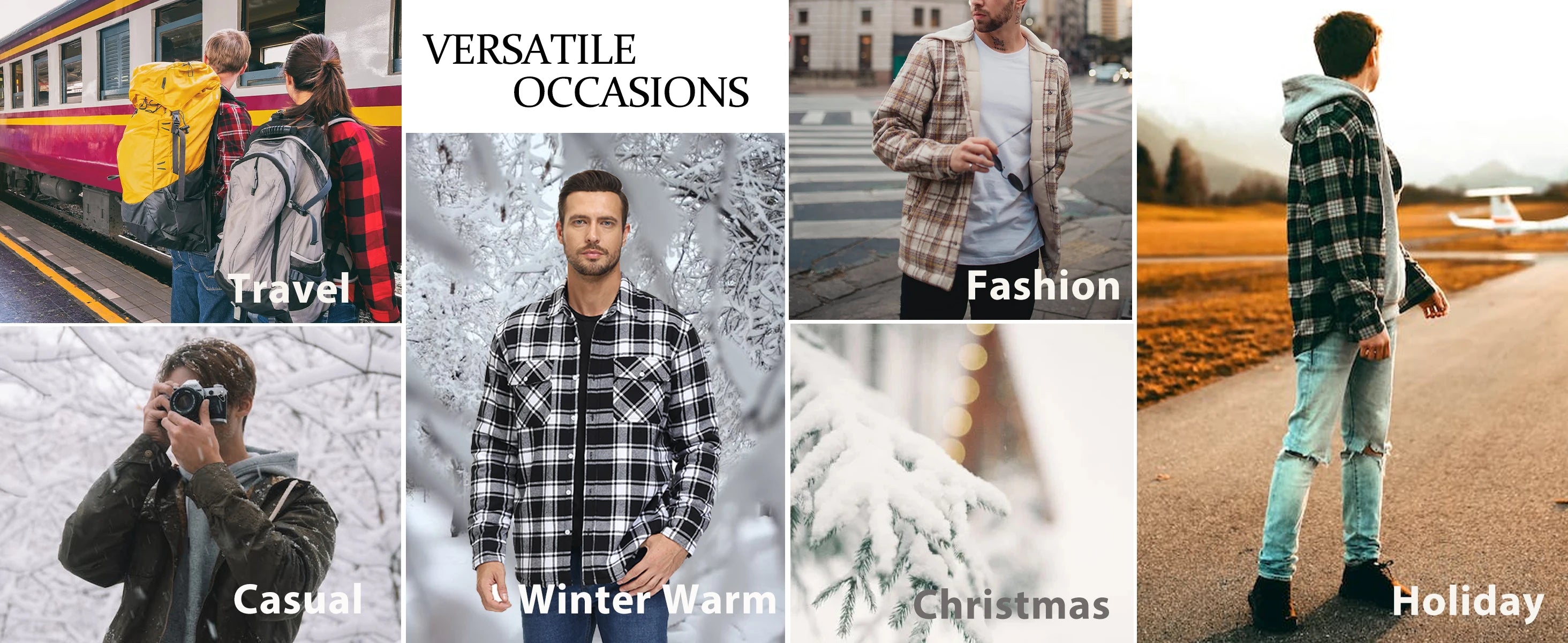 MAGCOMSEN Men's Fleece Plaid Flannel Shirt Jacket.