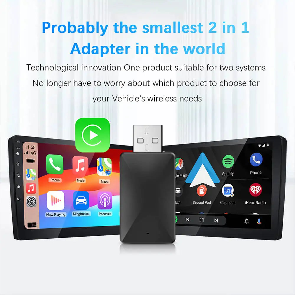 2in1 Wired to Wireless CarPlay Android Auto Adapter.