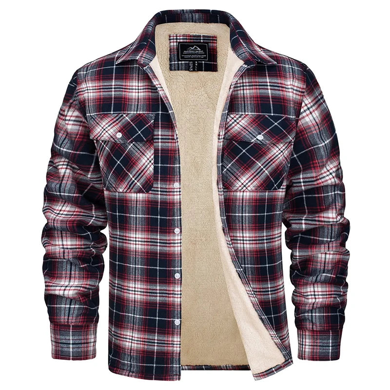 MAGCOMSEN Men's Fleece Plaid Flannel Shirt Jacket.
