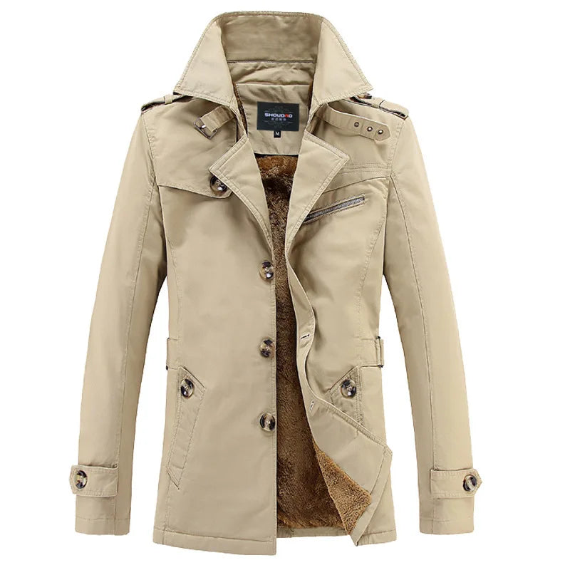 Men Long Winter Jackets Slim Fit Warm Trench Coats .