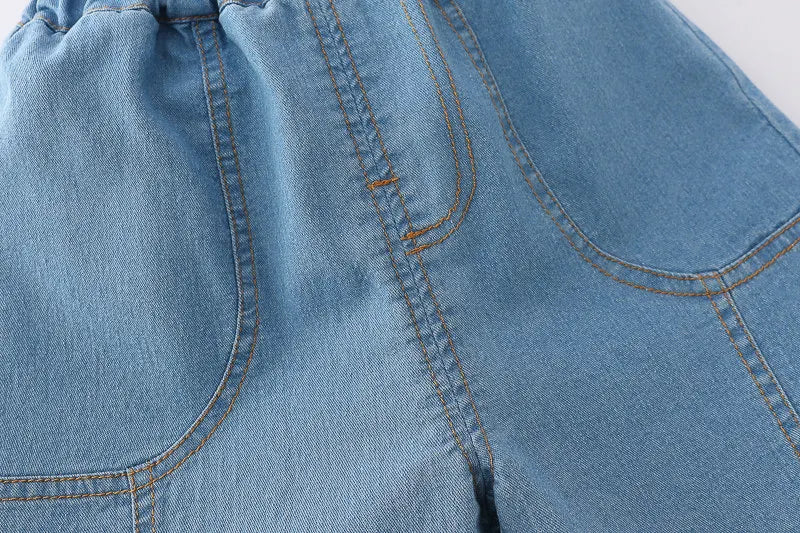 Children Print Dinosaur Shirts Denim Shorts 2Pcs/Set Kids Fashion .