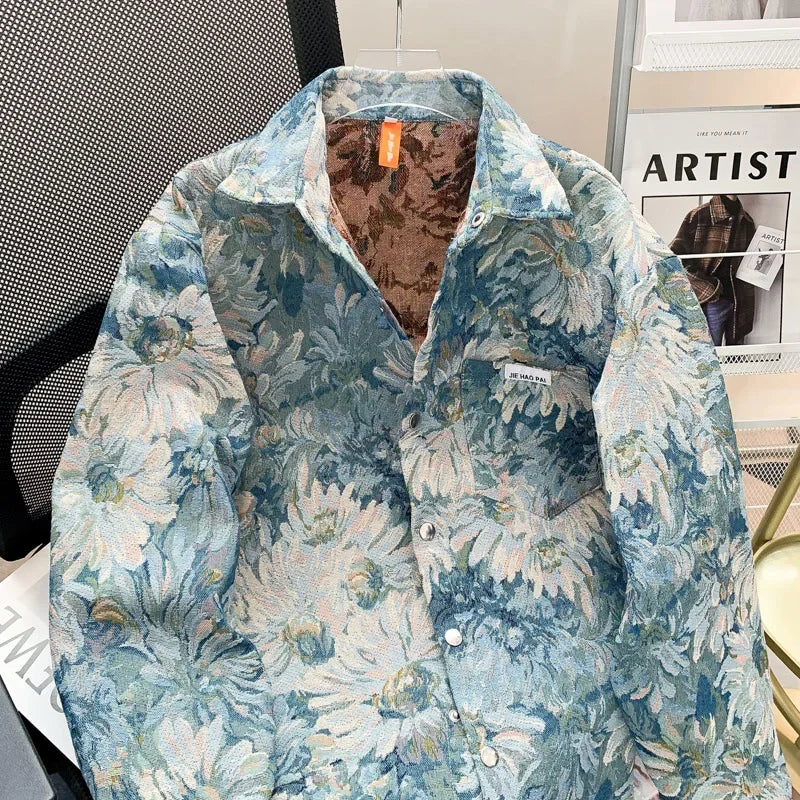 American Style Jacquard Printing Oil Painting Casual Jacket For Men.