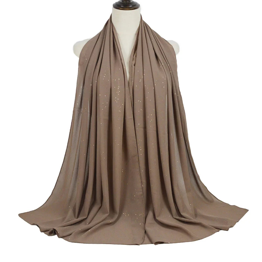 180*75cm Bronzing Muslim Chiffon Hijab Shawls Scarf Women Solid Color Head Wraps Women Hijabs Scarves Ladies Foulard Femme Veil