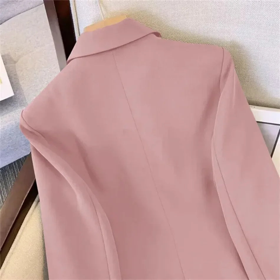 Spring Autumn Women Chic Office Lady Double Breasted Blazer .