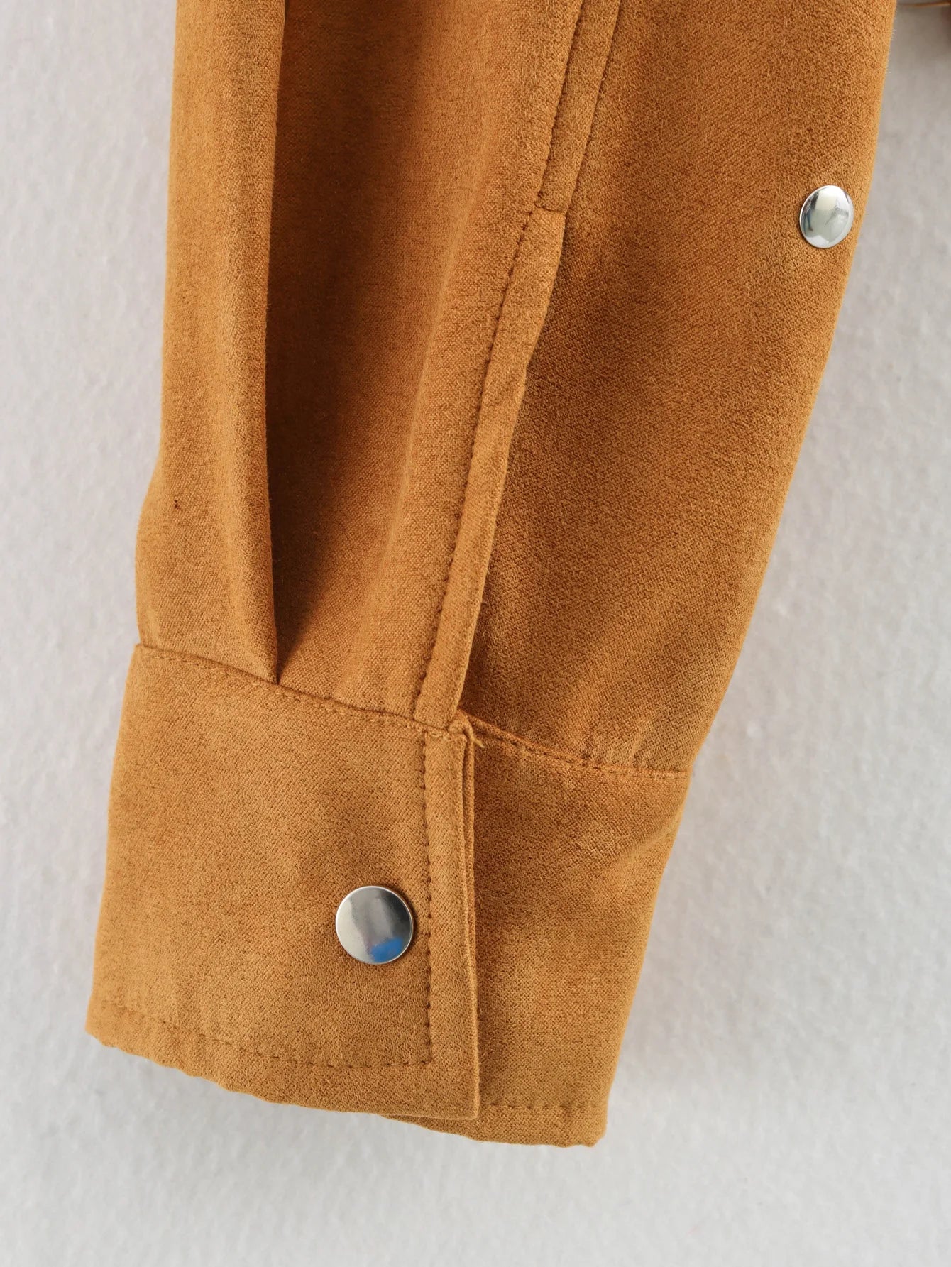 TRAFZA Casual Chic Women Solid Jackets Rivet Long Sleeve .