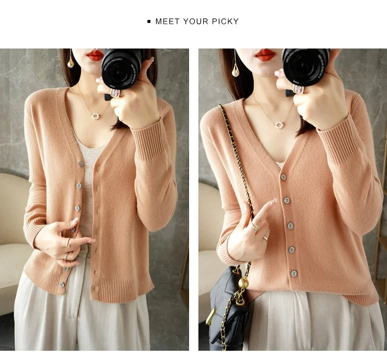 New V-Neck Temperament Small Fragrant Wind Women Loose Sweater .