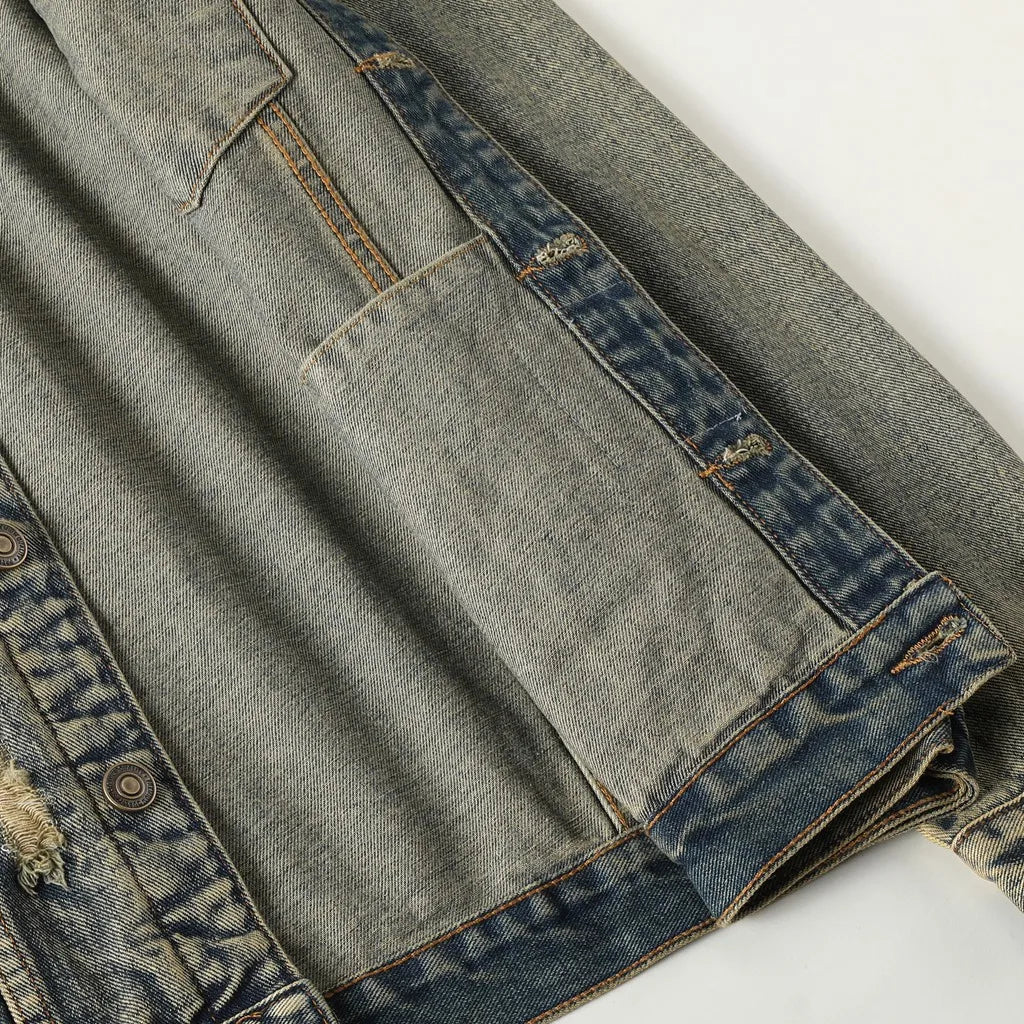 Men's Fashion Vintage Destroyed Jeans Jacket High Street.