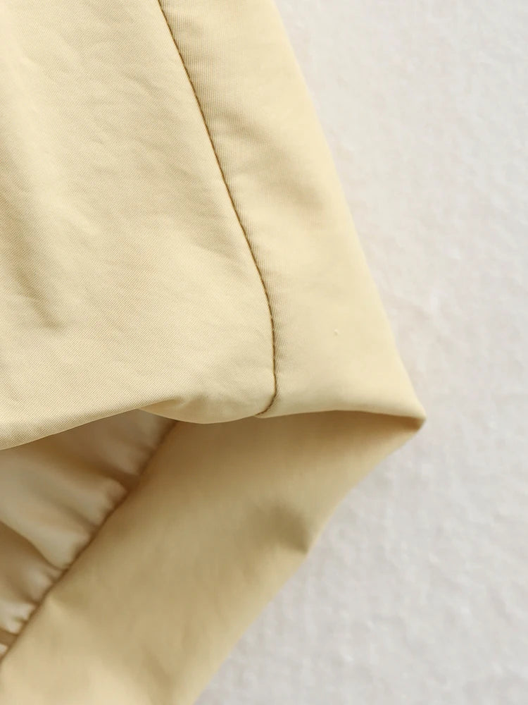 Women Yellow Pocket Irregular Big Size Casual Vest New V-collar.