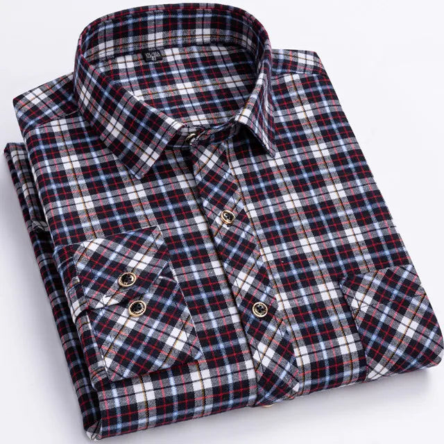 New Men's Plaid Shirts Long Sleeve Checked Shirt Formal Fashion.
