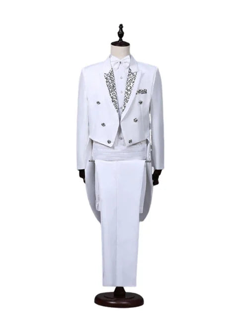 Men's Tuxedo Costume Vintage Formal Tailcoat Slim Fits.