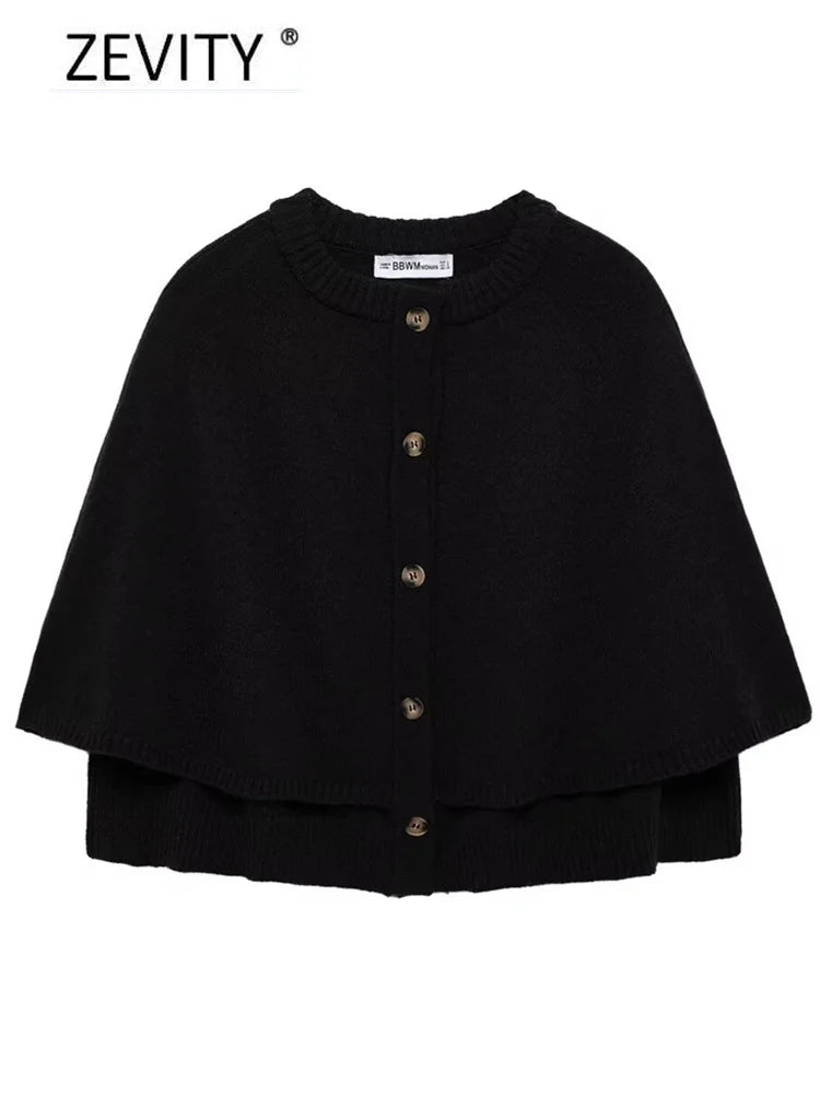Women O Neck Breasted Solid Color Knitted Shawl Sweater Jacket Female .
