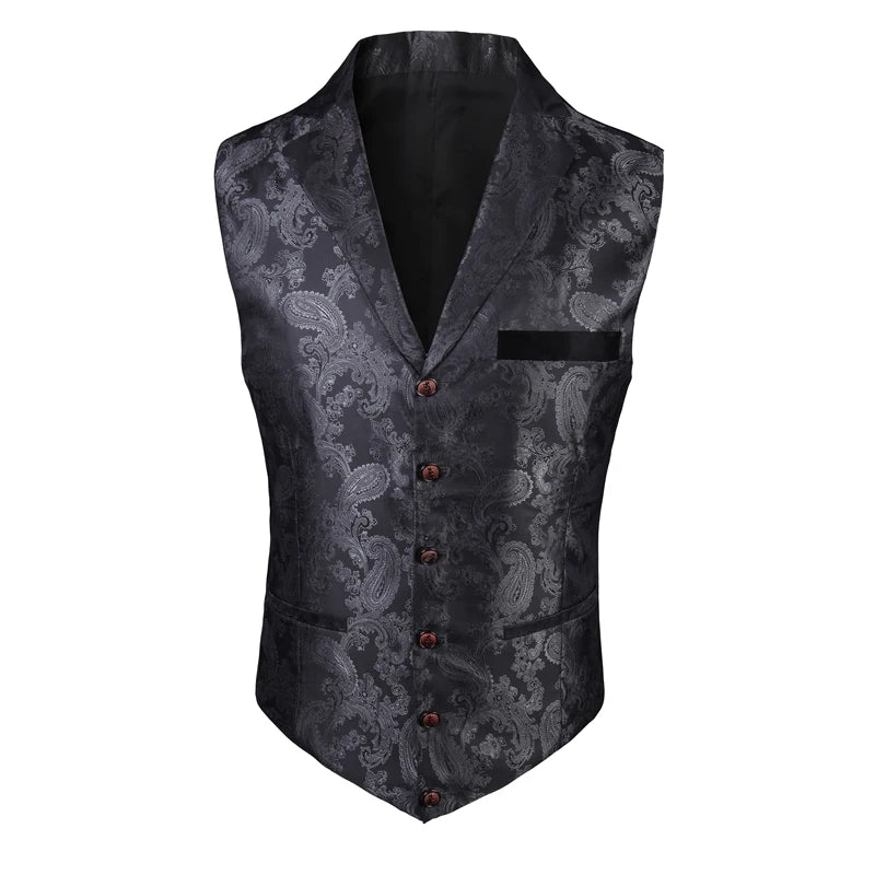 New High-end Suit Collar Jacquard White Vest for Men,